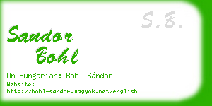 sandor bohl business card